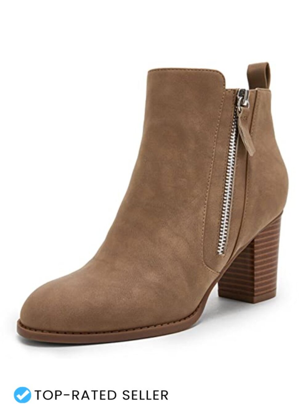 Suede Ankle Boots Chunky Block Heel Pointed Toe Side Zipper Fall Winter Booties